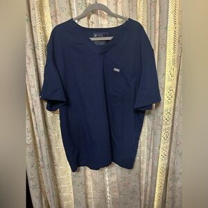 FIGS Navy Leon Short Sleeve V Neck Men's Three-Pocket Scrubs Top Size XXL
